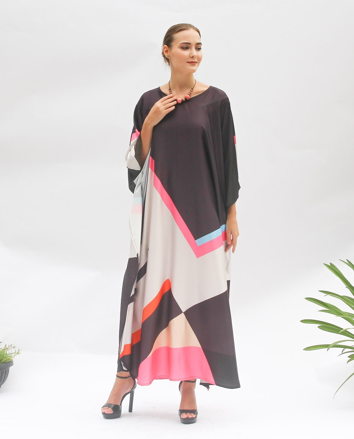 Luxury Soft Satin Slik Kaftan, Casual Wear Caftan For Women's