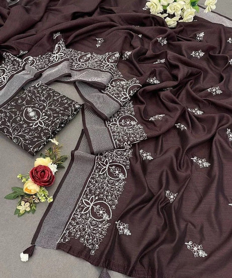 Bollywood Wedding Cotton Embroidery Heavy Work,PartyWear Fancy Sari Blouse