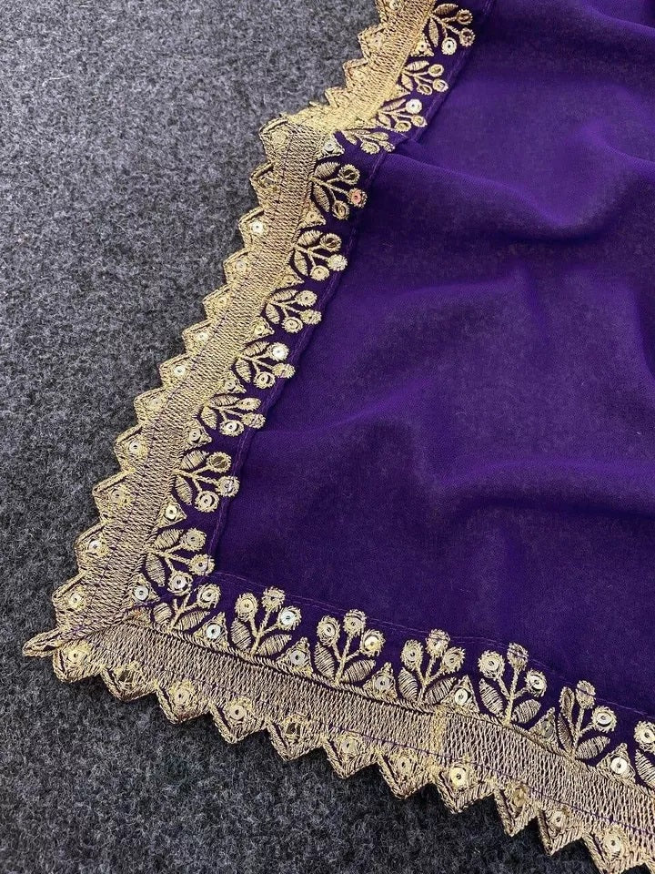 Georgette Wedding Saree & Blouse,Party Function Wear Sari & Blouse