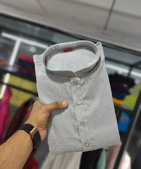 Traditional Wedding Wear Soft Jacquard Silk Stitched Kurta Pajama For Men's