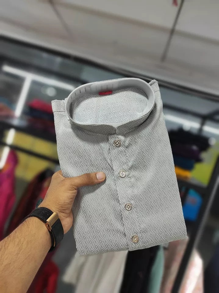 Traditional Wedding Wear Soft Jacquard Silk Stitched Kurta Pajama For Men's