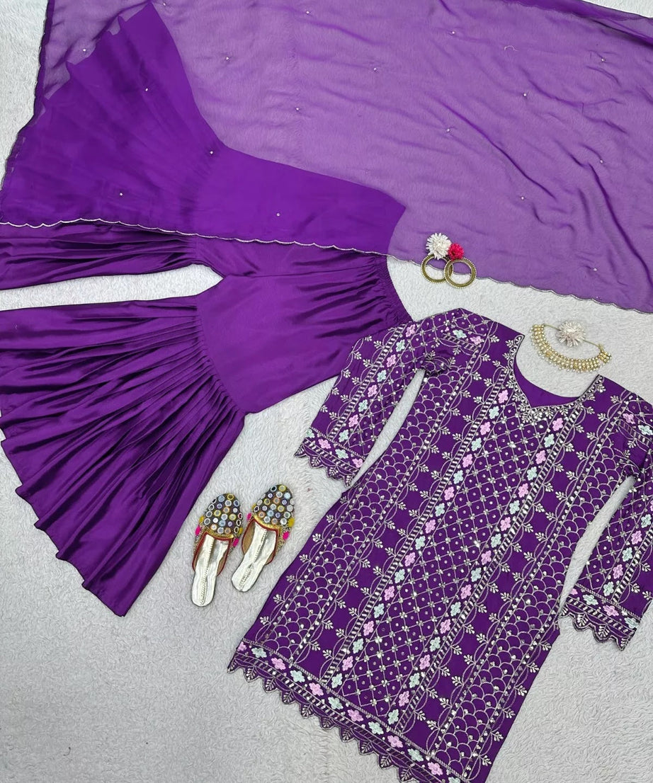 Chinon Silk & Sequence Work Salwar Kameez Dupatta