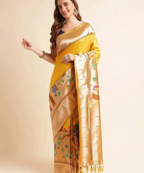 Pure Soft Kanchivaram Paithani Silk Saree With Blouse
