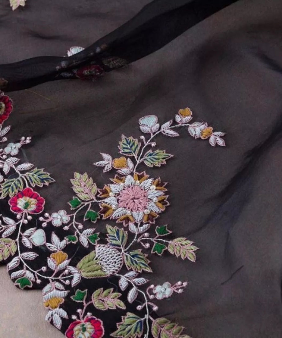 Georgette Embroidery Work Saree With Blouse,Party Wear Designer Saree