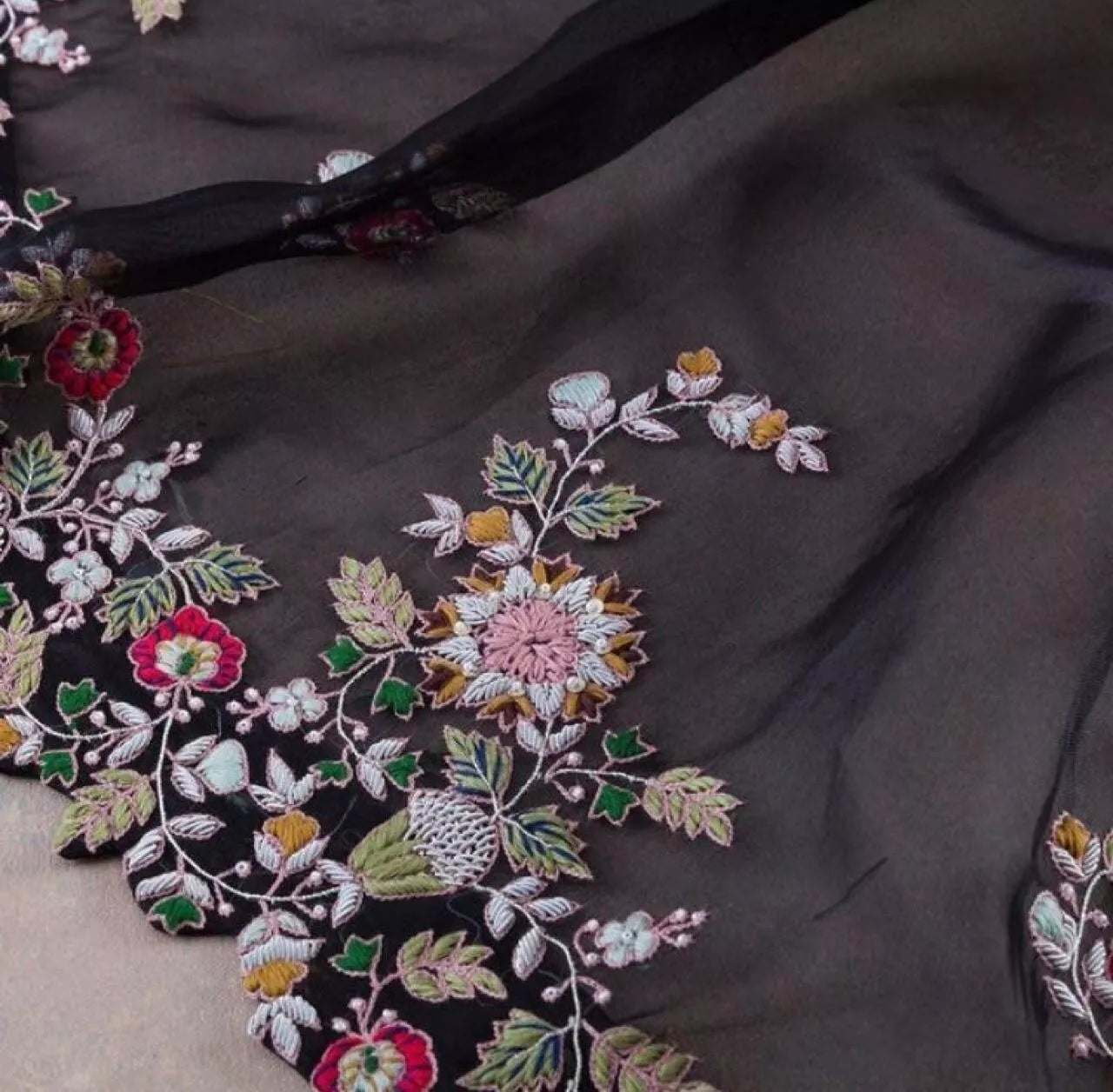 Georgette Embroidery Work Saree With Blouse,Party Wear Designer Saree