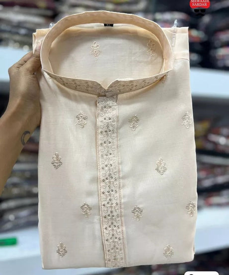 Premium Silk Indian Festival Beautiful Full Stitched Men's Kurta Pajama Set