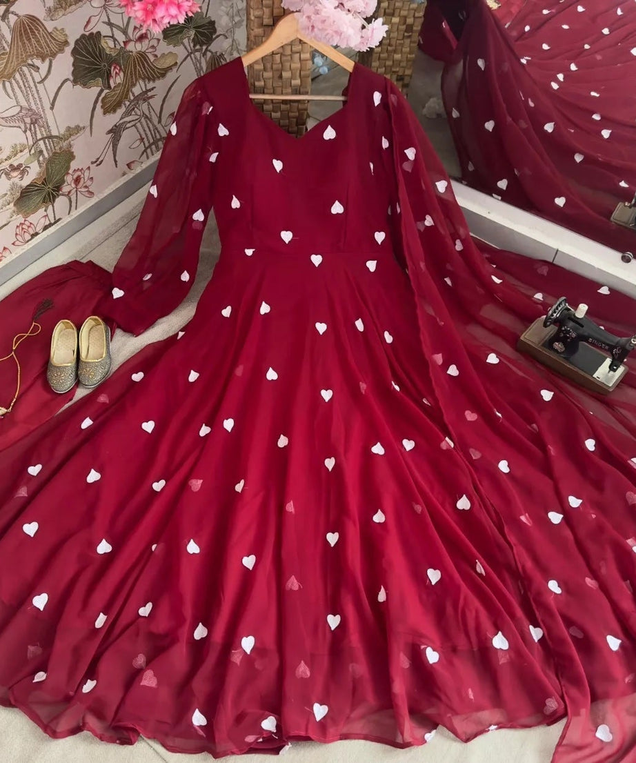 Faux Georgette Anarkali Gown Bottom & Dupatta