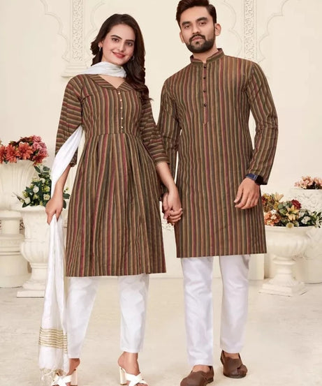 Pure Linen Cotton Couple Combo Set