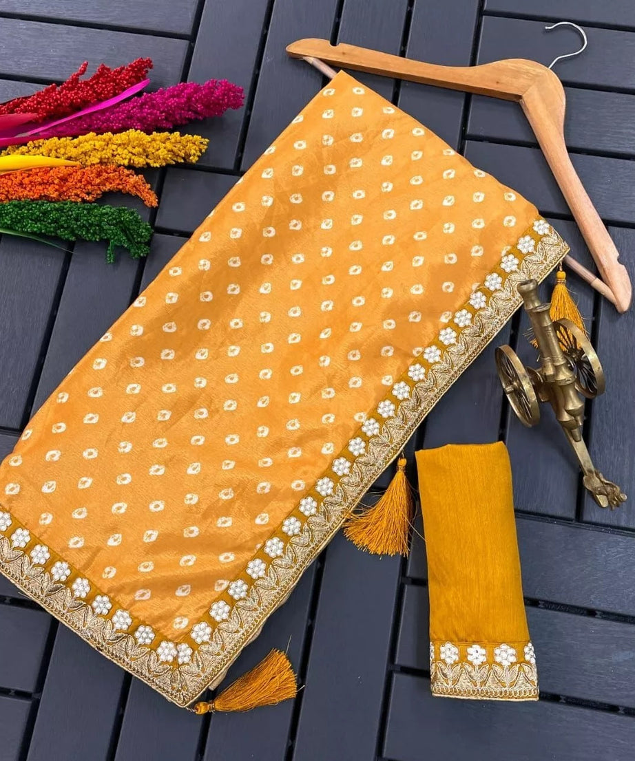 Women's Party Wear Chinon Silk Saree Blouse,Wedding Designer Sari