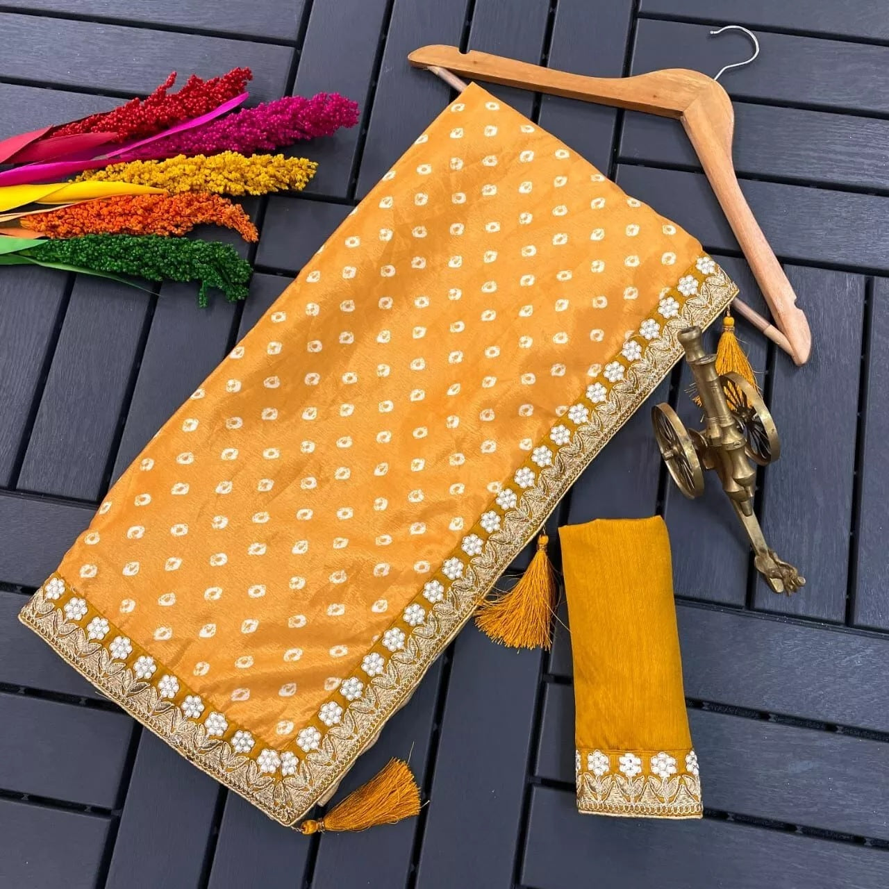 Women's Party Wear Chinon Silk Saree Blouse,Wedding Designer Sari