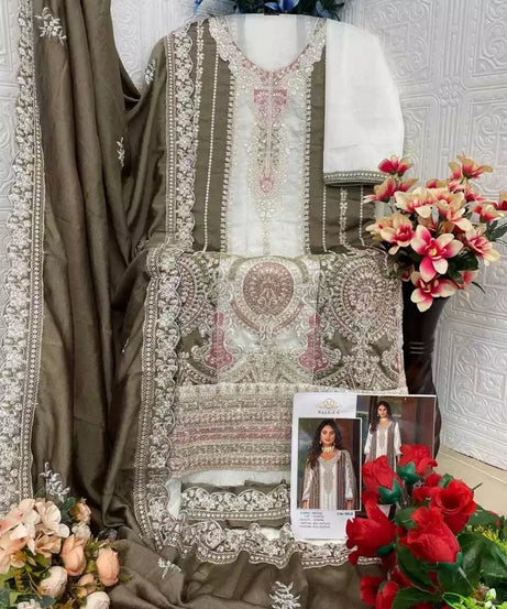 Heavy Vichitra With Embroidery Work Pakistani Top Bottom & Dupatta