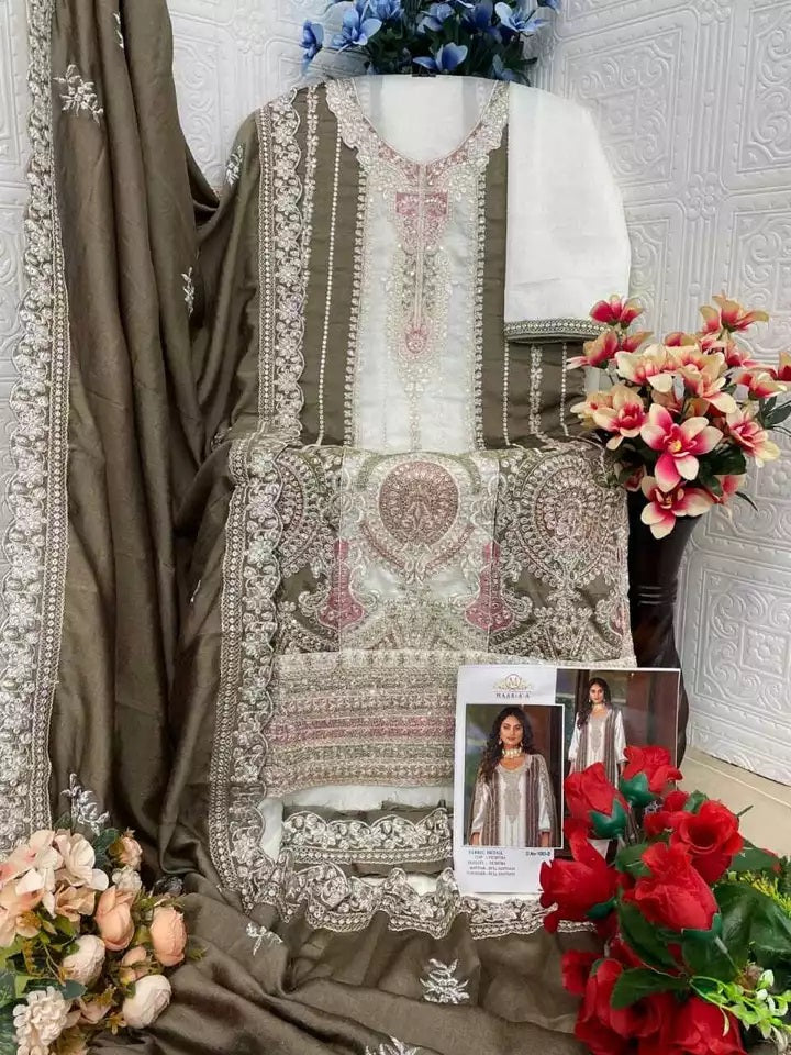 Heavy Vichitra With Embroidery Work Pakistani Top Bottom & Dupatta