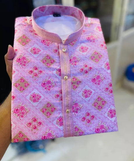 Men's Traditional Ethnic Wear Style Full Stitched Jacquard Kurta Pajama Set