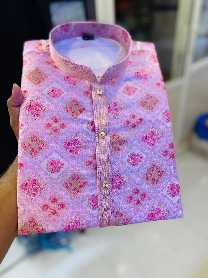 Men's Traditional Ethnic Wear Style Full Stitched Jacquard Kurta Pajama Set