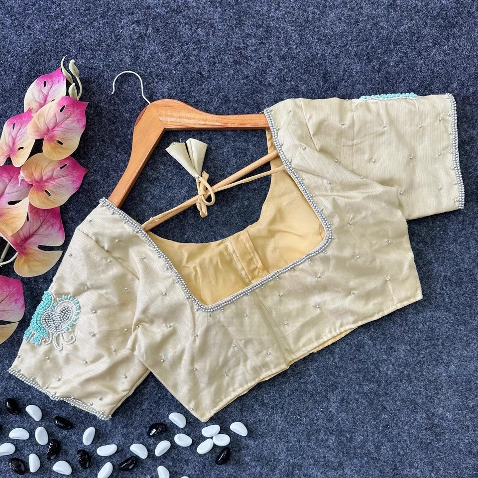 Lemon Silk Saree Blouse