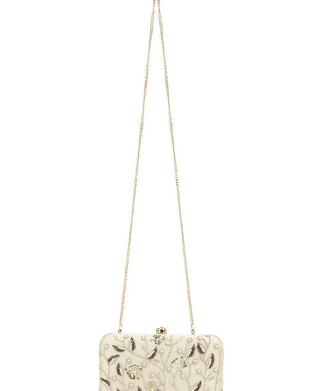 Designer Embellished Faux Silk Clutch