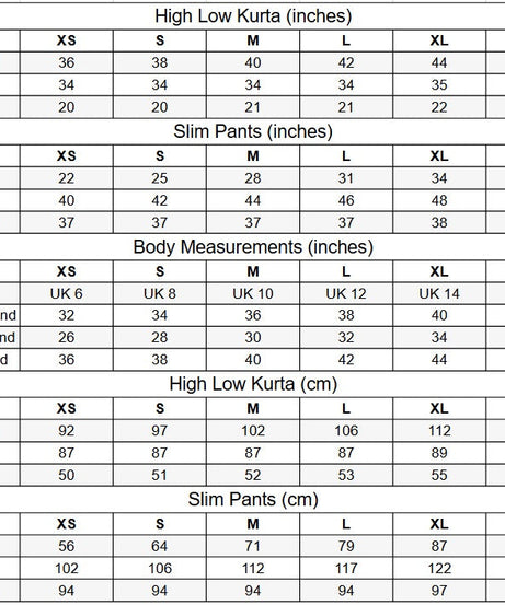 Navy Co-Linen High Low Kurta Set