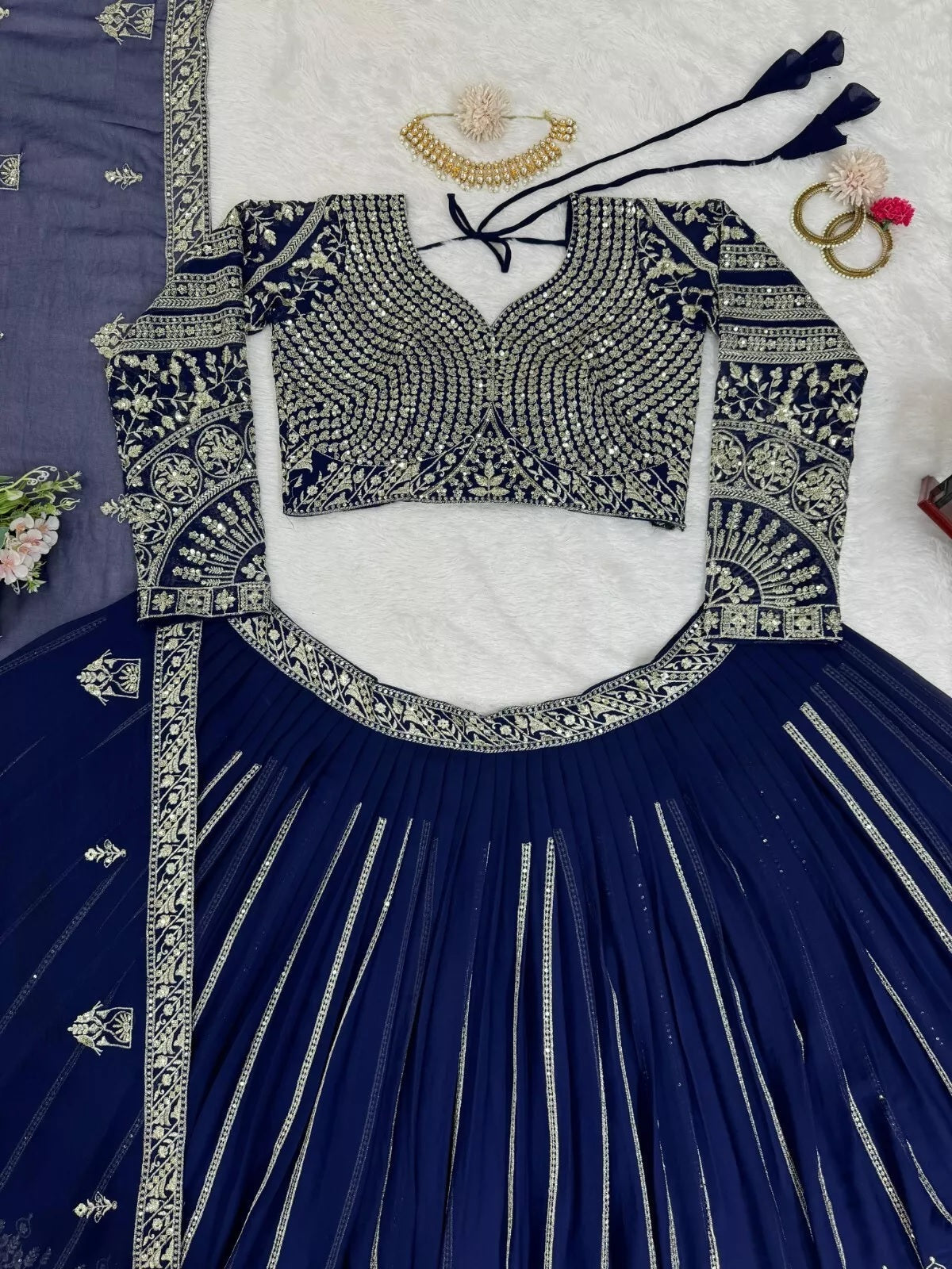 Designer Style Faux Georgette Lehenga Blouse & Dupatta