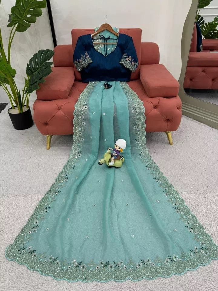 Party Wedding Wear Stylish Crunchy Silk Saree,Traditional Festival Sari