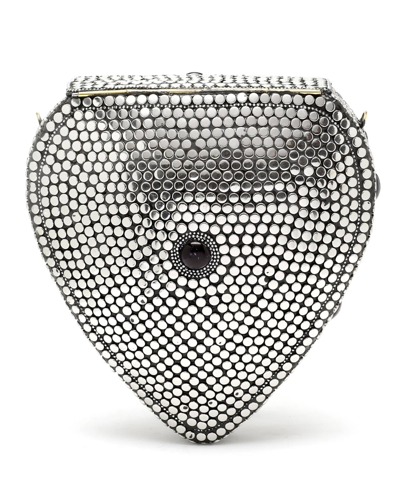 Mosaic Embellished Metal Box Clutch