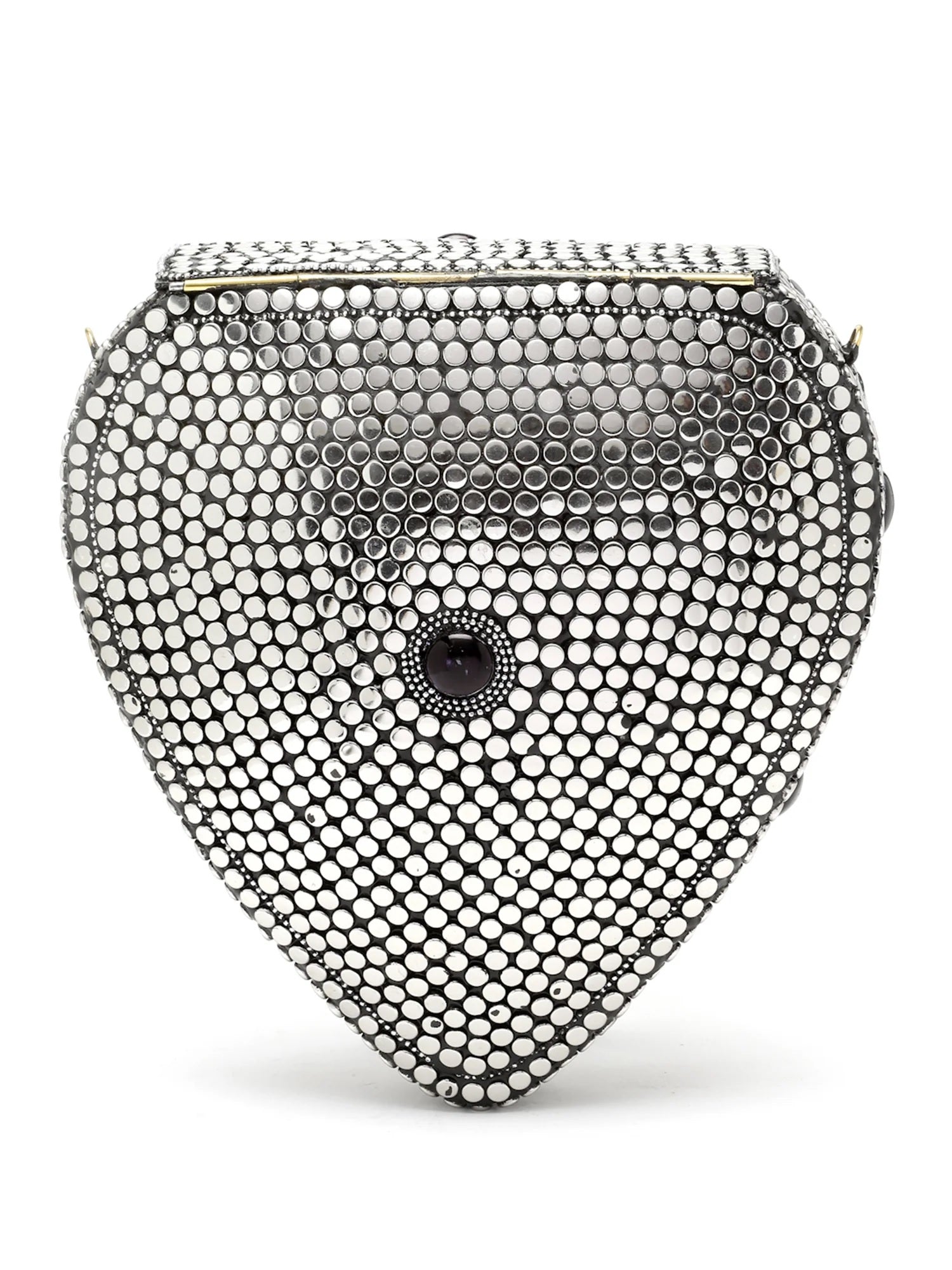 Mosaic Embellished Metal Box Clutch