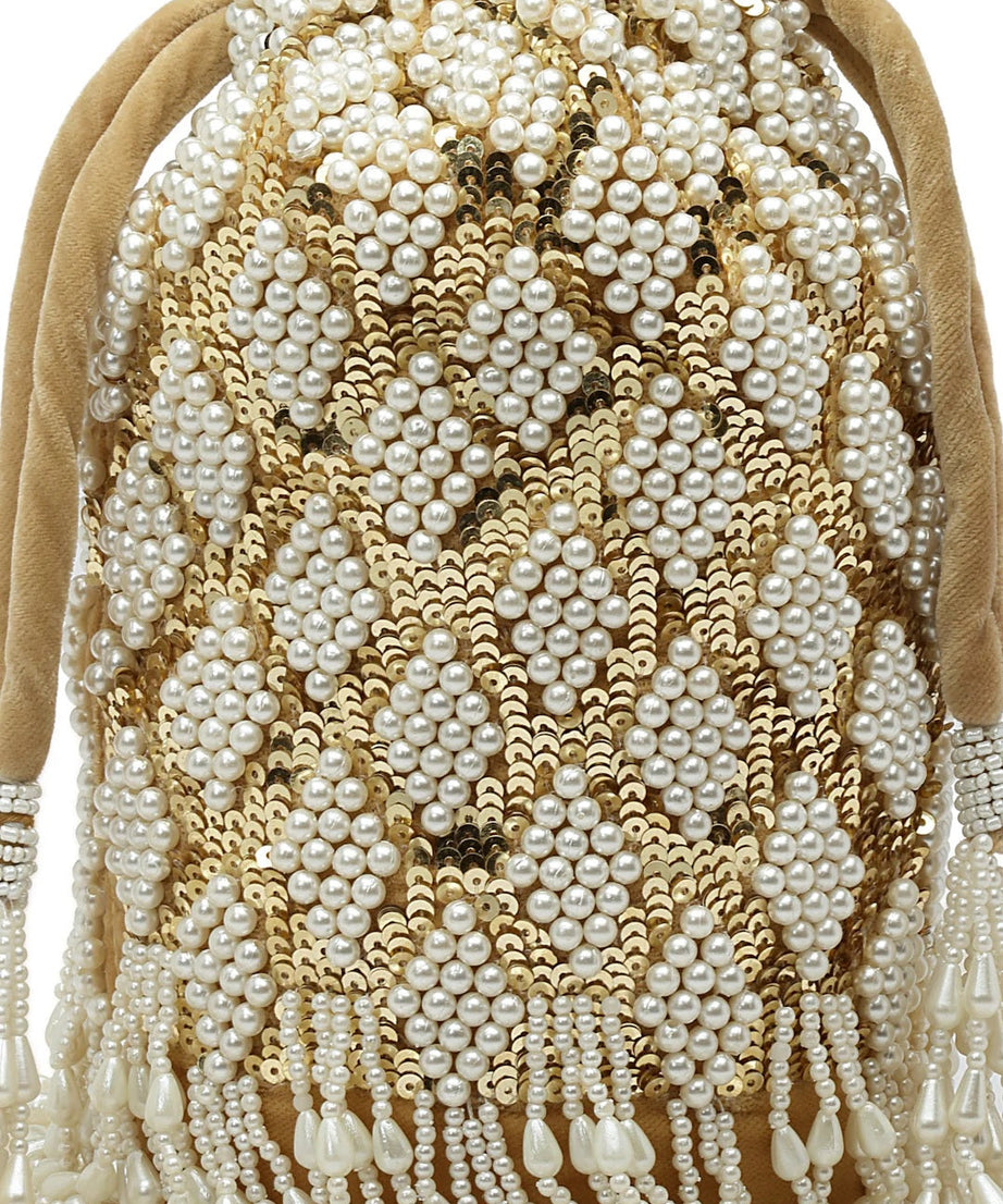 Dangle Diamond Embellished Velvet Potli Bag