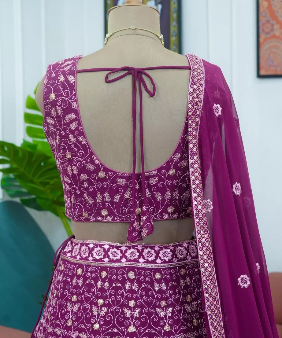 Georgette With Thread Sequence Work  Lehenga Blouse & Dupatta