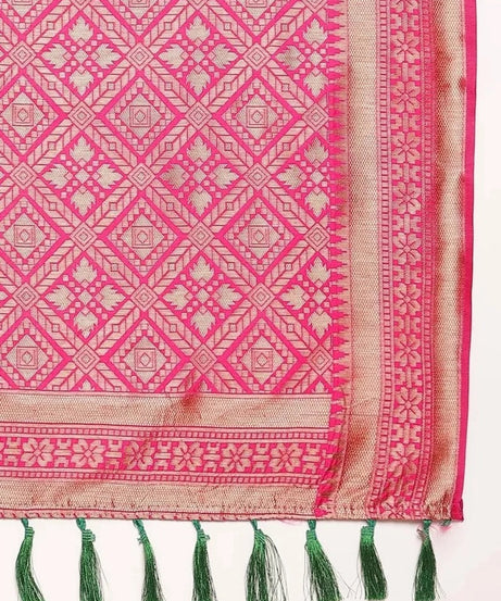 Heavy Banarasi Weaving Patola Silk Saree With Blouse