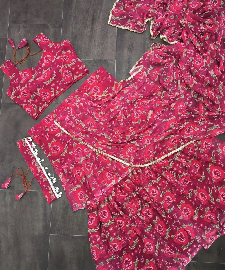 Georgette With Digital Print Lehenga Blouse With Blouse