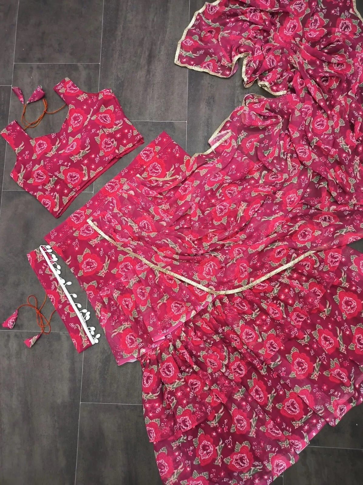 Georgette With Digital Print Lehenga Blouse With Blouse