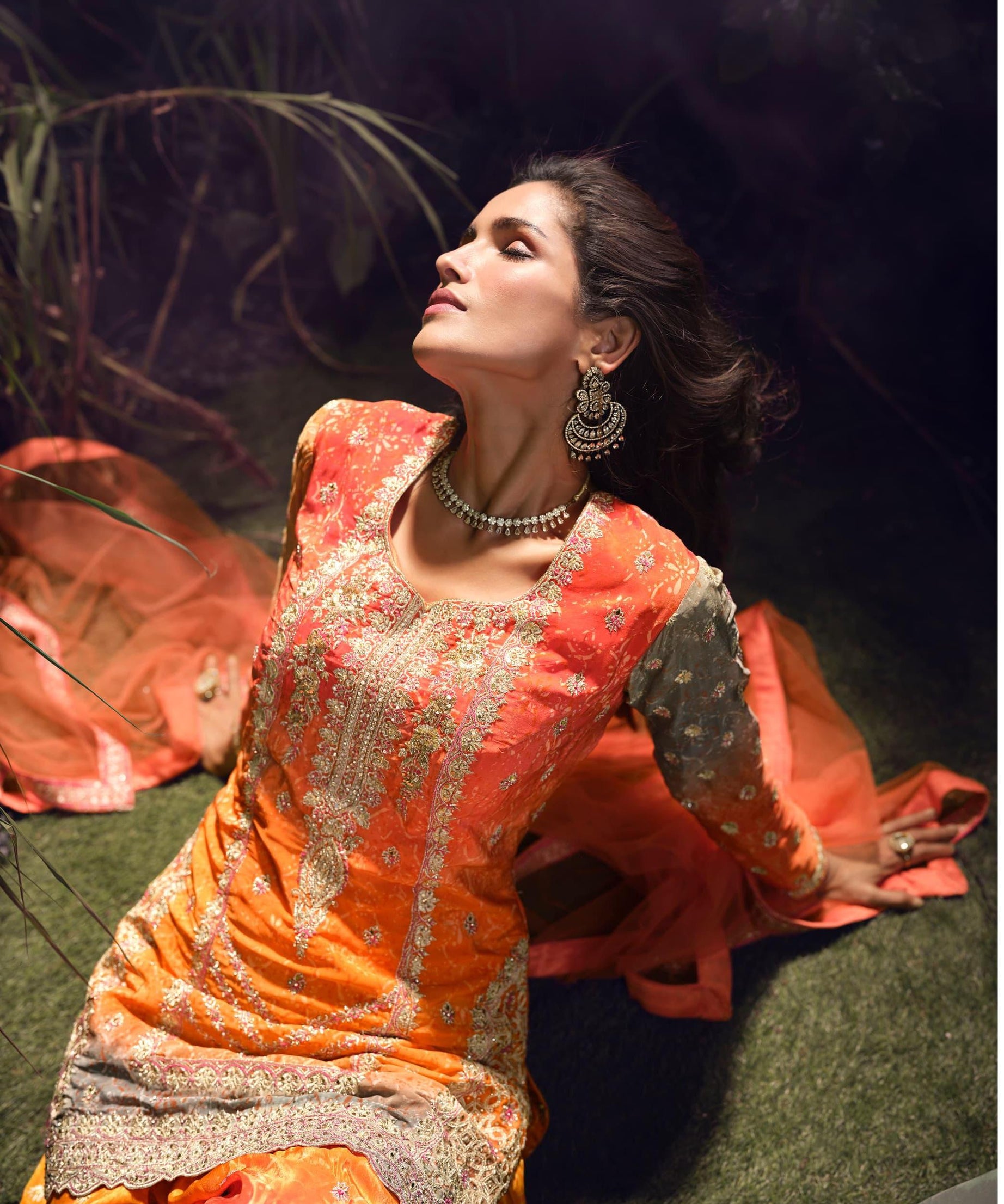 Heavy Chinon With Multi Digital Print Wedding Wear Top Bottom With Dupatta