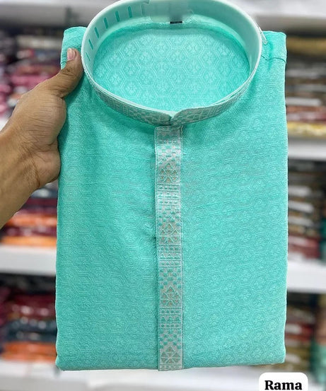 Heavy Jacquard Silk Beautiful Function Full Stitched Kurta Pajama For Men's