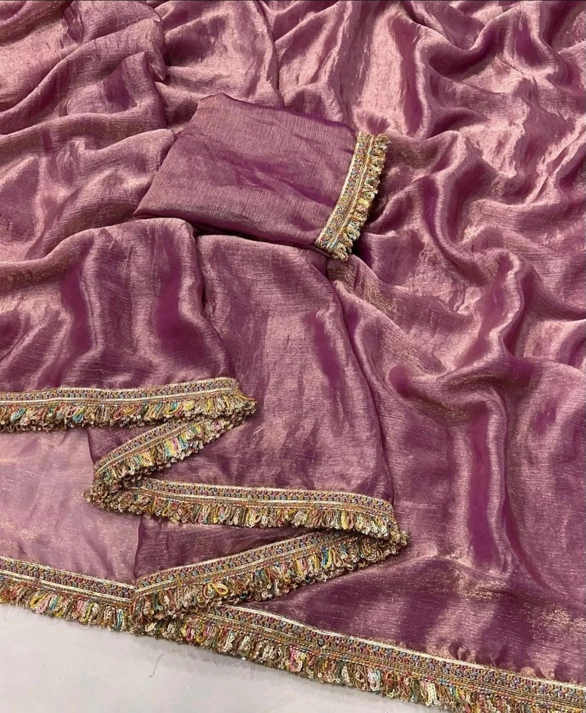 Chiffron Fendy Sari , Traditional Designer Wedding Wear Saree With Blouse