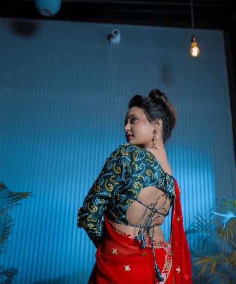 Designer Fancy Faux Georgette Embroidery With Real Mirror Work Saree & Blouse 11-RV