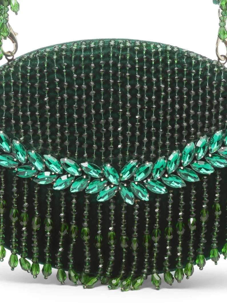 Tassel Embellished Velvet Clutch