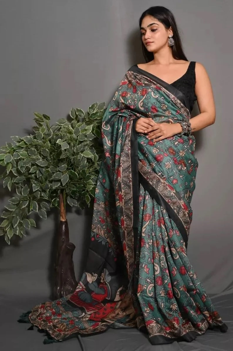 Soft Lichi Silk Sare With Blouse