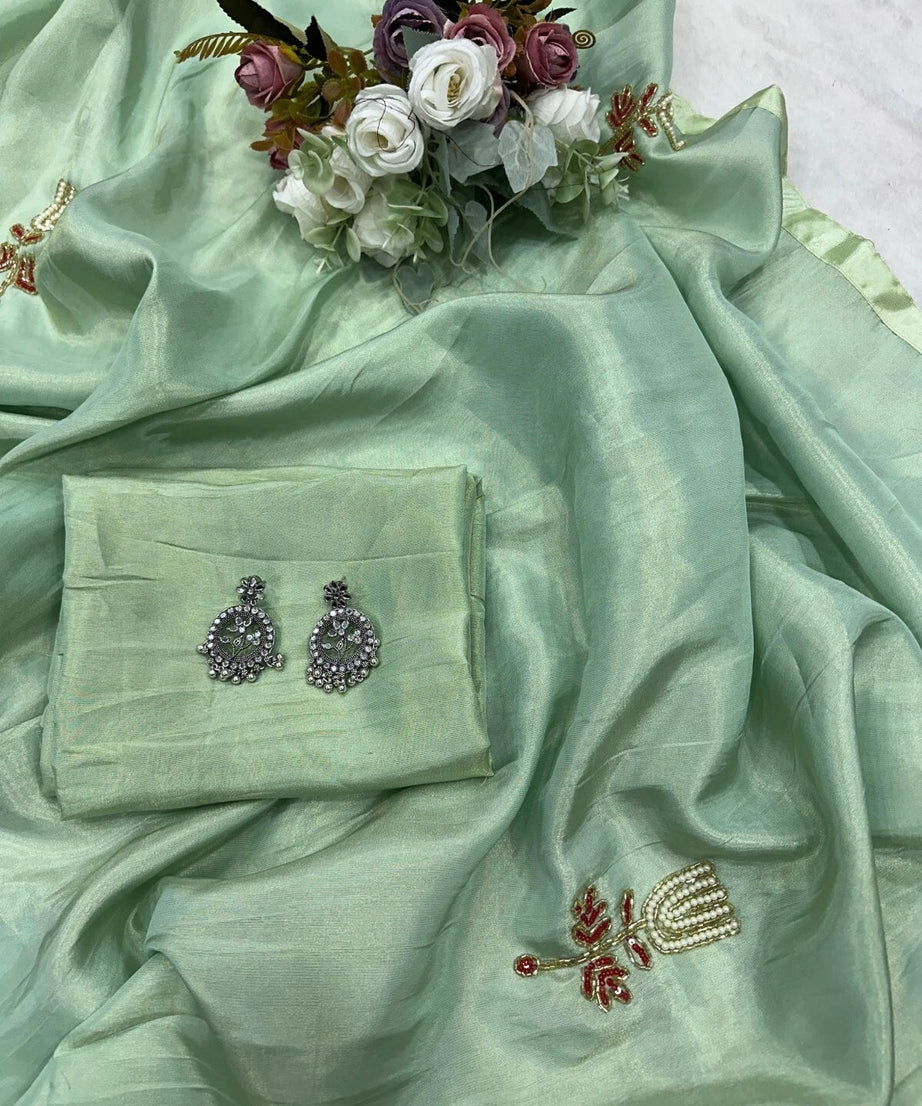 Soft Tissu Silk Beautiful Ethnic Saree, Wedding Wear Sari With Blouse