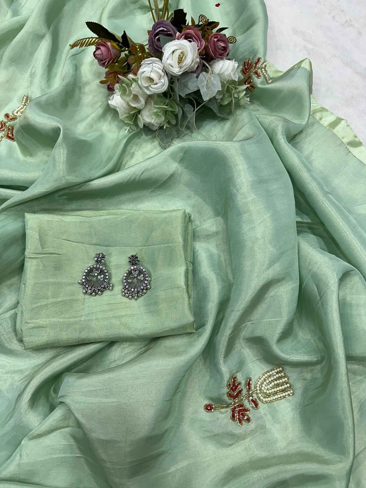 Soft Tissu Silk Beautiful Ethnic Saree, Wedding Wear Sari With Blouse