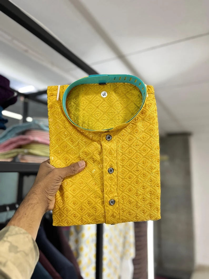 Cotton Rayon Kurta Pajama Set For Men's