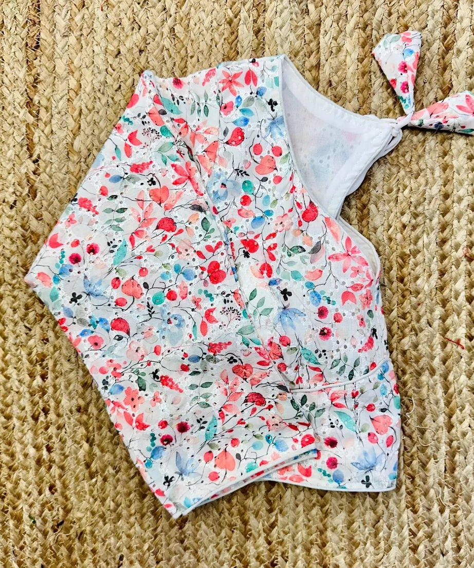 Wedding Hakoba With Flower Print All Over Blouse Choli