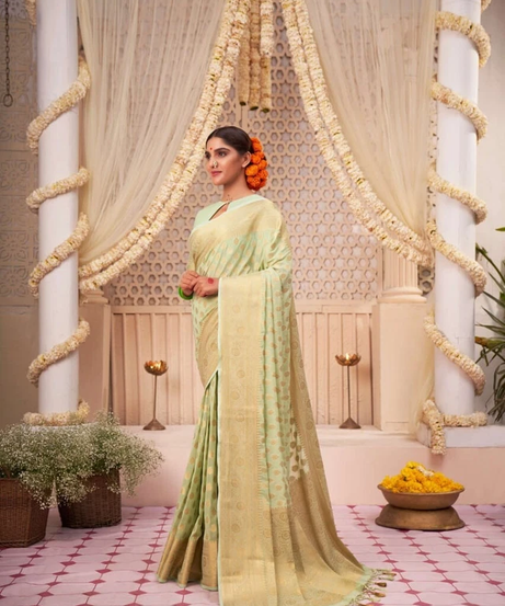 Trending Banarasi Soft Silk Wedding Wear Saree With Blouse 11-KT