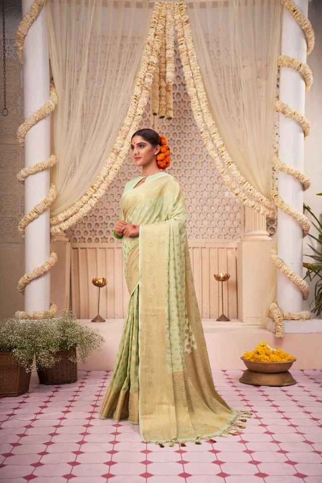 Trending Banarasi Soft Silk Wedding Wear Saree With Blouse 11-KT