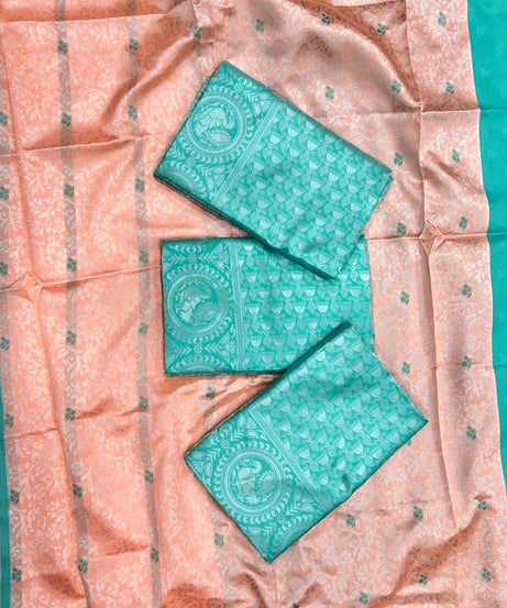 Soft Lichi Silk Beautiful Rich Pallu & Jacquard Work Saree With Blouse