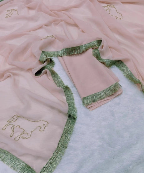 Georgette Classic Wedding Party Wear Saree With Blouse 11-JR