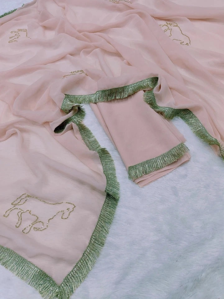 Georgette Classic Wedding Party Wear Saree With Blouse 11-JR