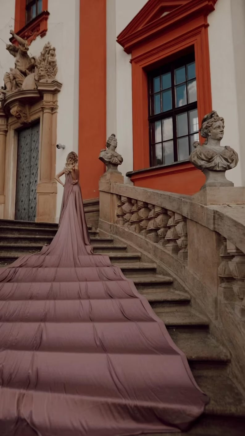 Flying Dress for PhotoShoot Long Train Dress Flowy Dress