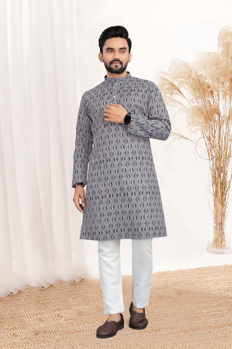 Pure Cotton Men's Kurta Pajama Set