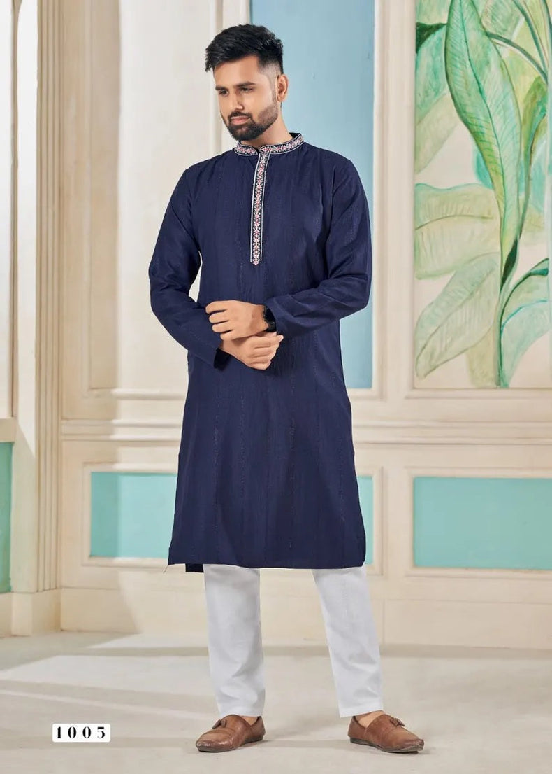 Pure Viscose With Embroidery Work Kurta Pajama Set