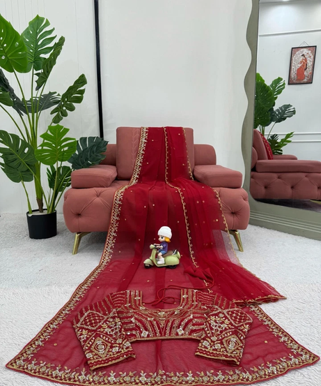 Faux Georgette Designer Traditional Saree Blouse With Dupatta 11-KD