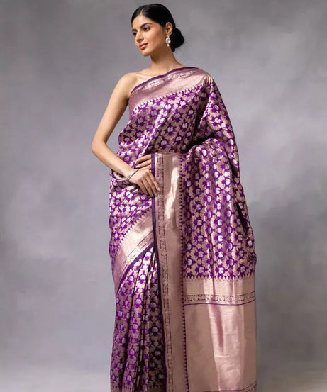 Banarasi Soft Silk Sari With Blouse